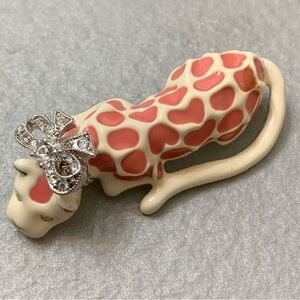 Kenneth Jay Lane Mountain Lion Enamel Brooch Pin Signed KJL